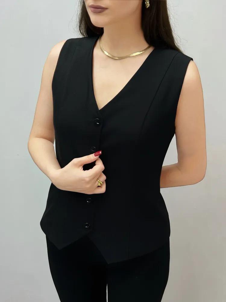 European-American 2025 Summer Women's V-Neck Sleeveless Cardigan Vest