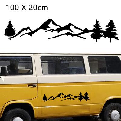 1Pc Tree Mountain Car Decor PET Sticker Waterproof Auto Decal For SUV RV Camper Offroad