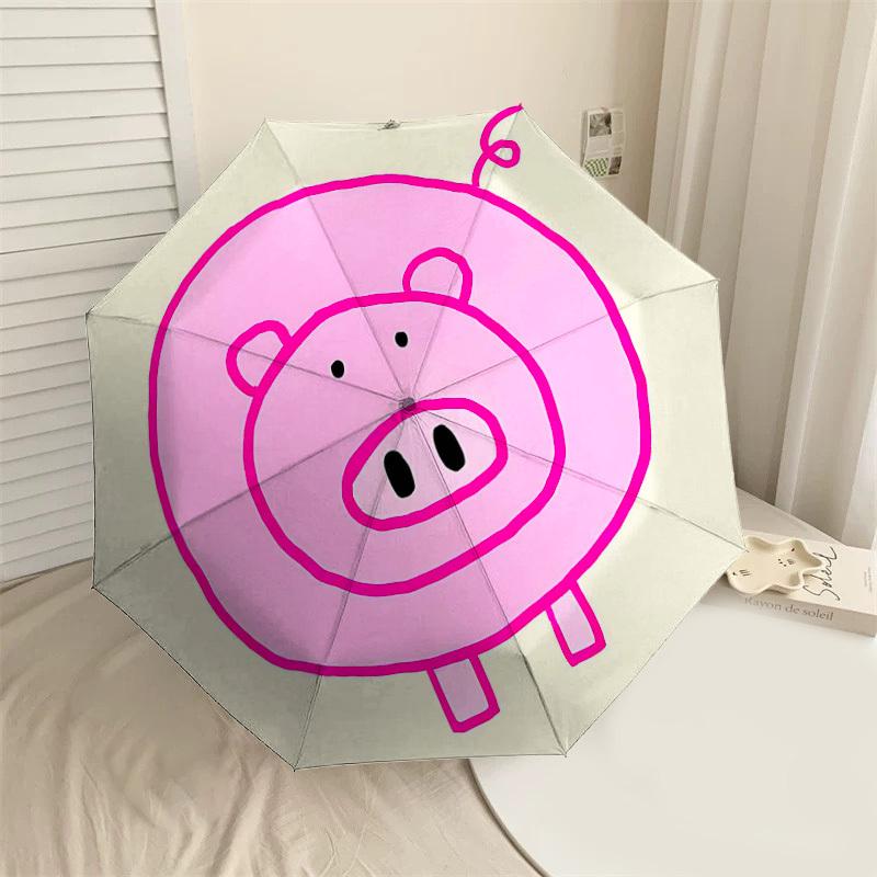 

1PC piggy Umbrella-8-Rib Reinforced Portable Folding Travel Suitable for All Seasons Outdoor Daily Use-J358