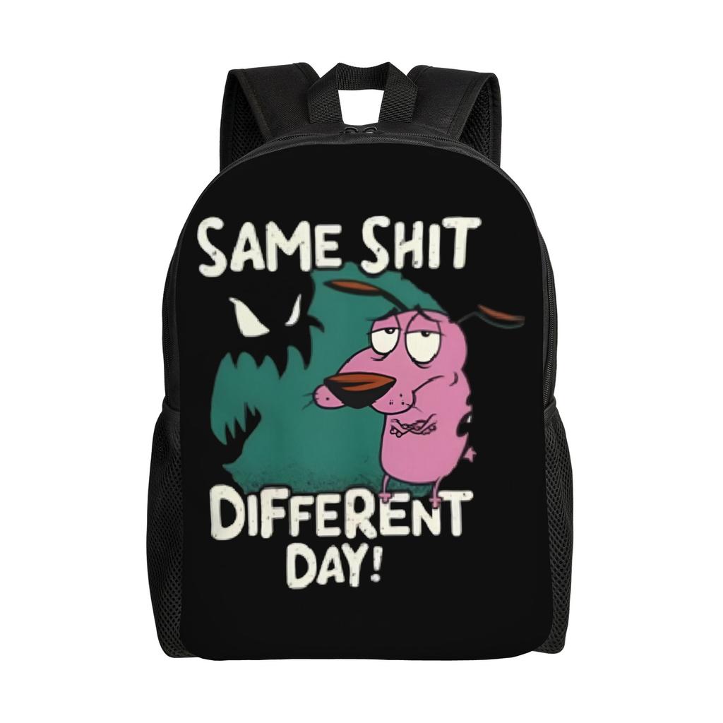 Cowardlyes Dogs Anime Backpack for Men Women School College Students Bookbag Fits 15 Inch Laptop Comedy Horror Bags