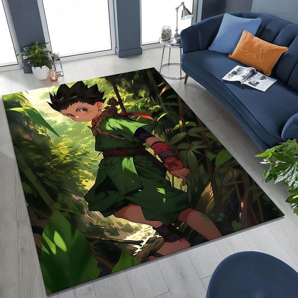 Anime HUNTER X HUNTER HXH Gon Freecss Killua Cartoon Rug for Bedroom Living Room Sofa Home Doormat Decor,Kids Non-slip Floor Mat