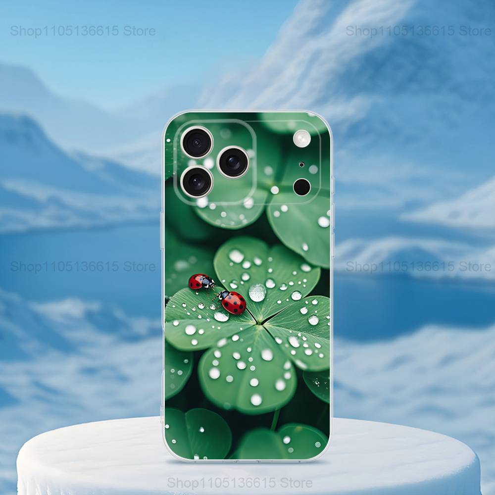 Cute Insect Ladybug For iPhone Max,14,SE,12,15,Pro,17,Plus,11,XS,Mini,16,X,13,XR,Transparent Soft Cover Case