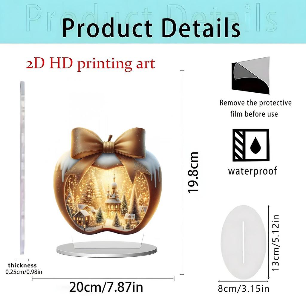 Ornement de table pomme de Noël et du Nouvel An en acrylique 2D