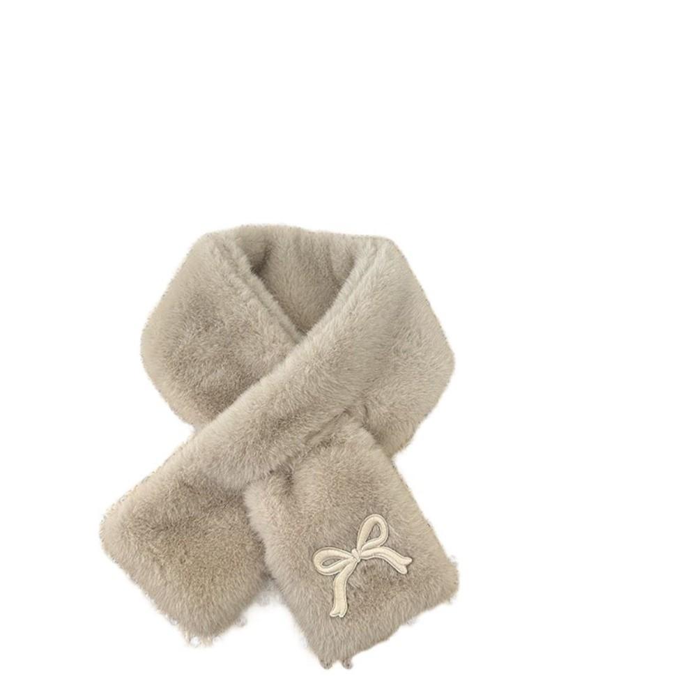 Solid Color Bowknot Scarf Korean Style Kids Plush Scarf Sweet Anti-Cold Neckerchief Gifts