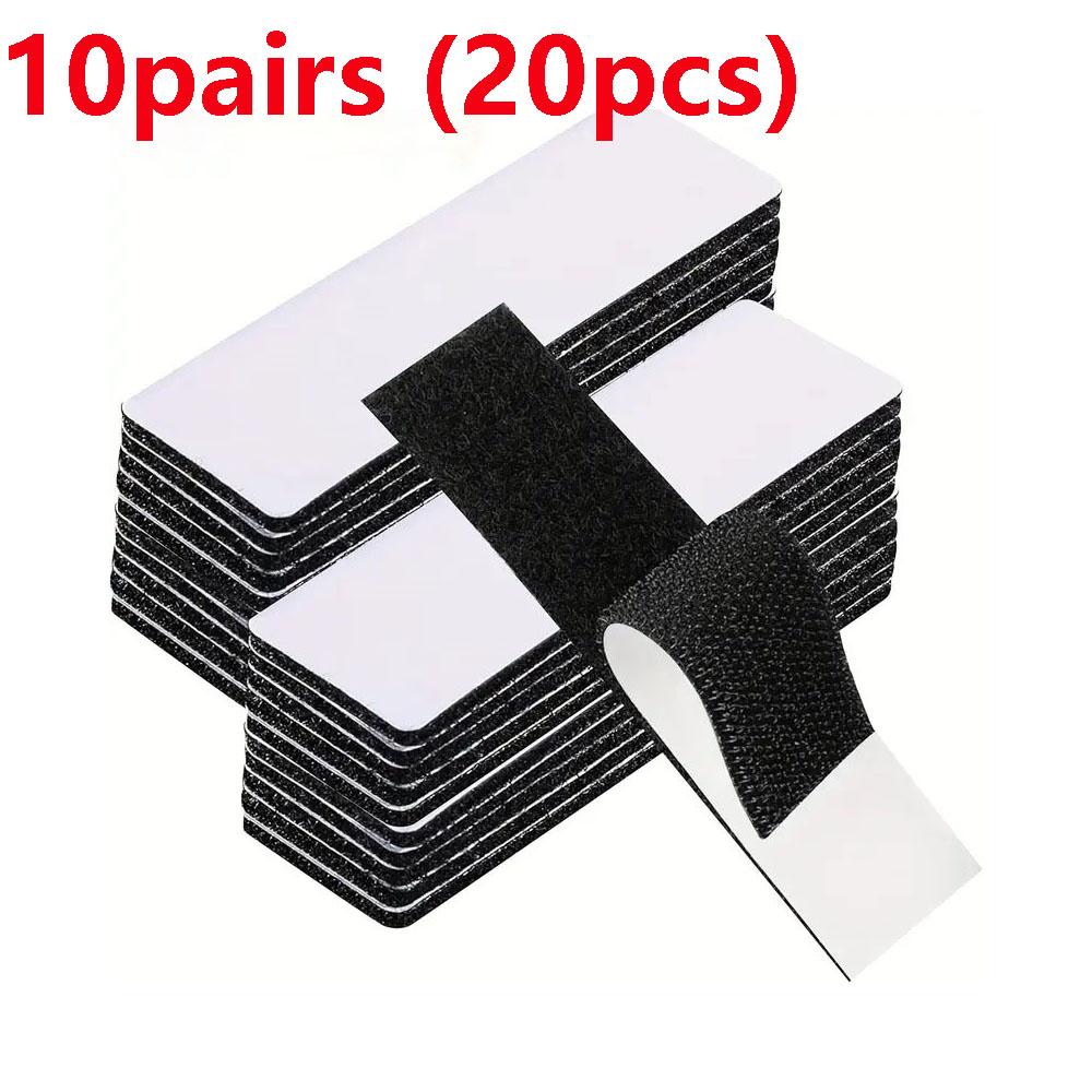 10pairs Strong Adhesive Hooks And Loop Strips,Double-sided Reusable Adhesive,Easy to Install,Damage-Free Installation for Home