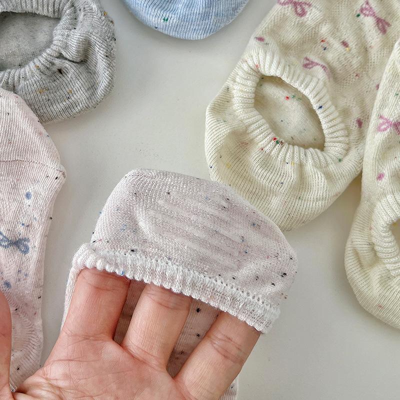 Thin Mesh Breathable Boat Socks, Silicone Anti-slip and Non-falling Heel Cotton Socks, Bow Bow Shallow Mouth Invisible Socks