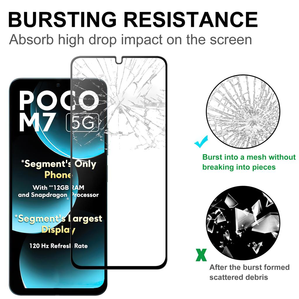 For Xiaomi Poco M7 5G AGC Glass Screen Protector Full Glue Black Edge Screen Film