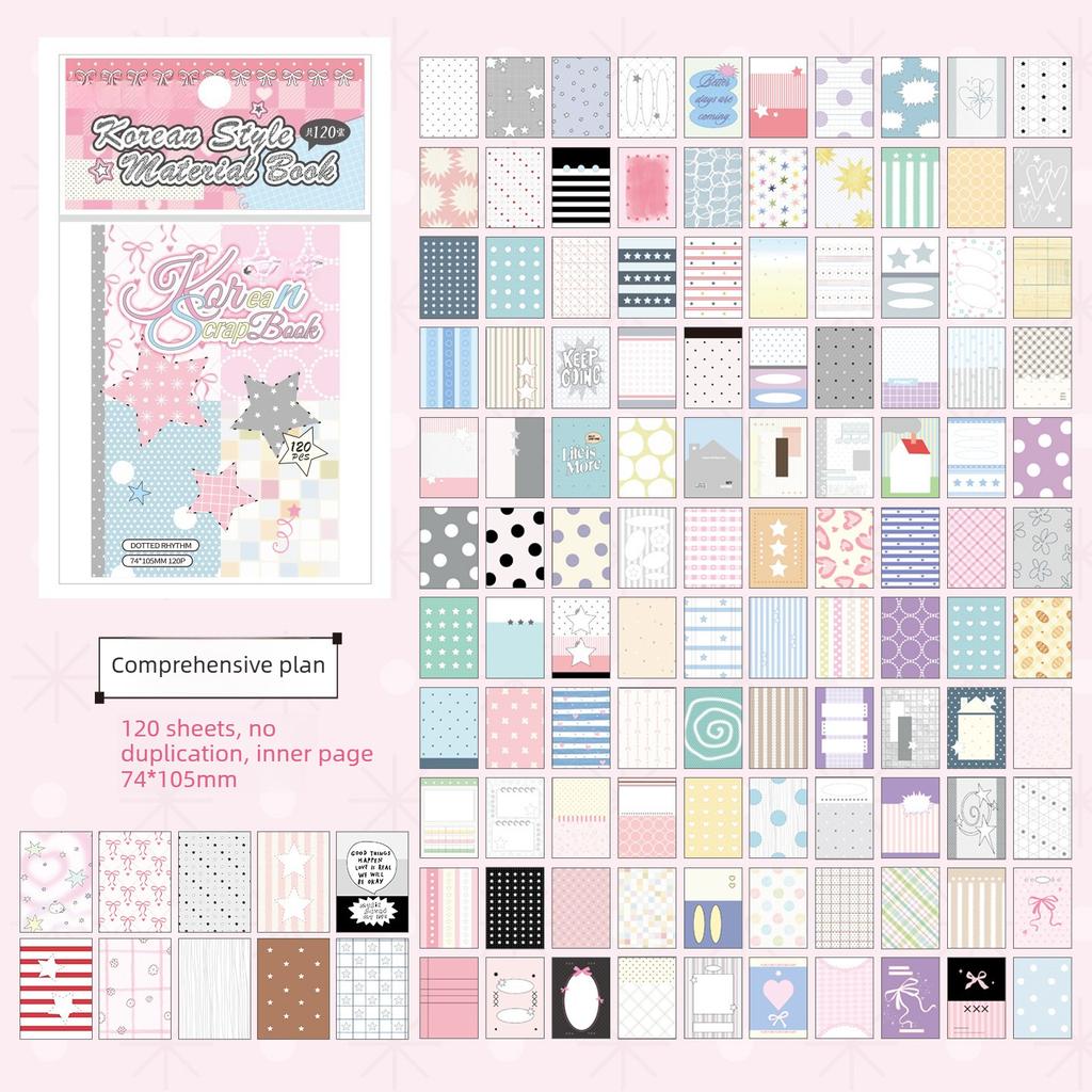 120 Sheets Per Pack Scrapbook Paper Korean-Style M5 Series Minimalist Color-Themed Planner Collage Backgrounds