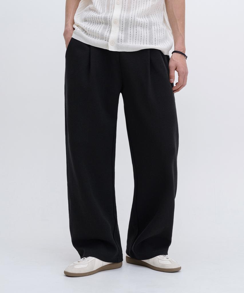 LEMAIN SECOND One-Pleat Wide Sweatpants [Black] (B Type)