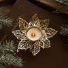 Candle Stand Modern Snowflake Candle Holders Golden Iron Christmas Candleholder Flower Shape Candlestick Tabletop Ornaments Xmas
