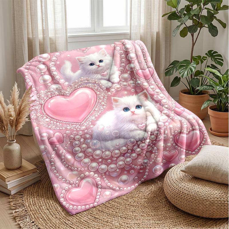Cats with Encouraging Message Blanket Personalized Name Flannel Blanket Soft Cozy Plush Throw for Sofa Bed Lightweight Home Decor