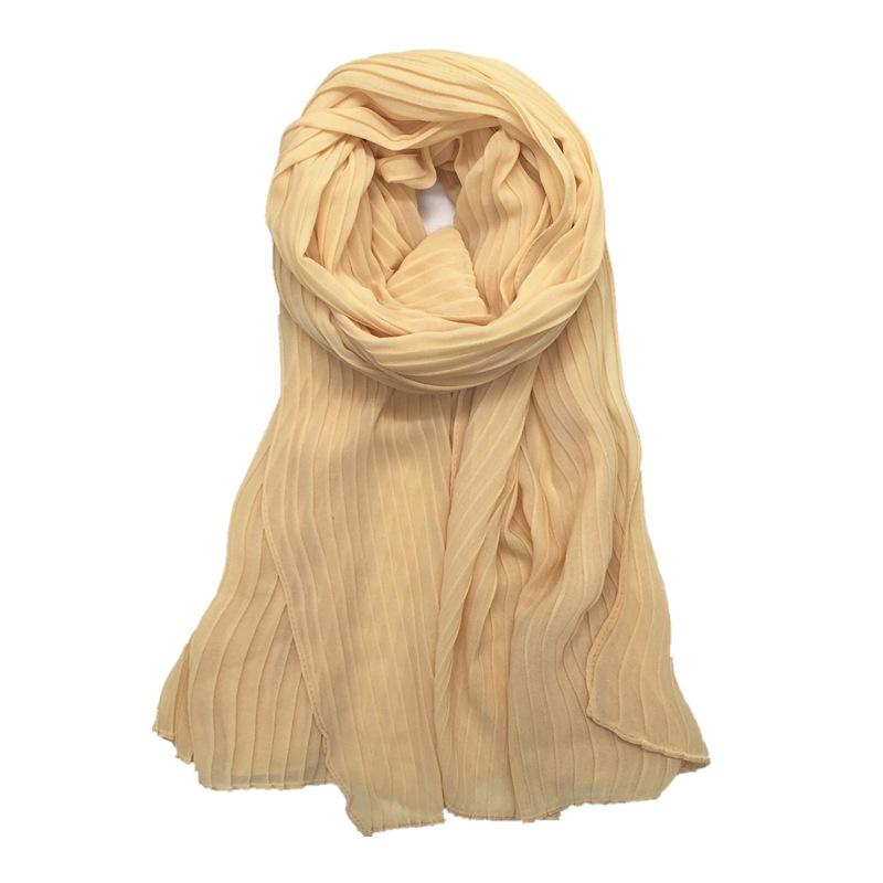 Women Solid Color Pleat Muslim Sunscreen Headscarf