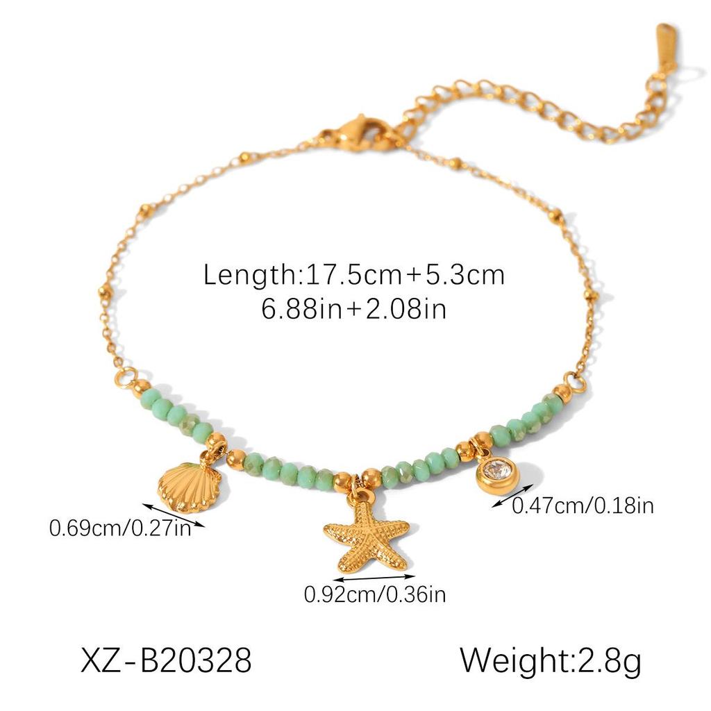 Luxury European & American Ocean-Inspired Stainless Steel Bracelet with Starfish & Seashell Design for Women – Non-Fading Titanium Jewelry