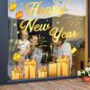 Whaline 6 Sheets New Year Window Clings New Years Eve Window Decal Champagne Firework Double-Sided Golden Yellow Window Stickers Reble for Home