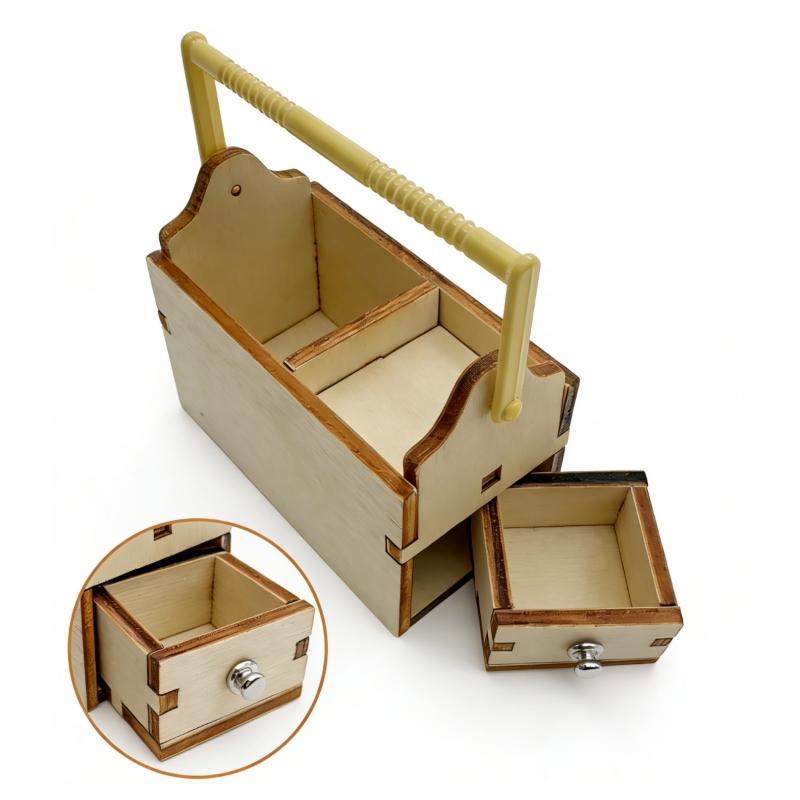 1/12 Dollhouse Mini Wooden Toolbox Tools Chest With Drawer Dollhouse Storage Box Model Dollhouse Workshop Decor Pretend Play