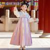 Girls' Winter Plush-Lined Hanfu Dress - Traditional Tang Suit Skirt for Autumn/Winter 2025 New Year