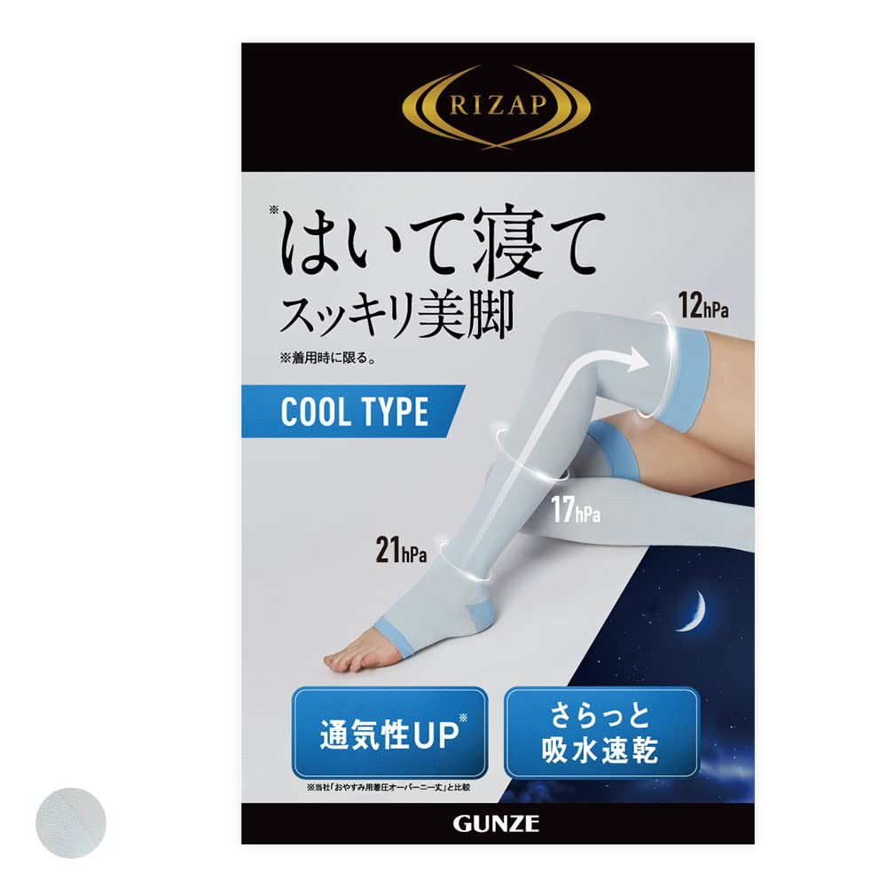 

Compression Overknee RIZAP Wearing and Sleeping to Keep Your Legs Beautiful and For Summer with Clear Blue L [Gunze] Refreshing, Sleeping, Type,