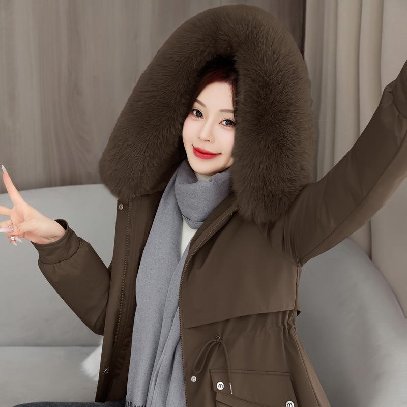 Autumn and Winter Medium and Long Hooded Pie Overcomes Cotton-padded Warm Windproof Jacket