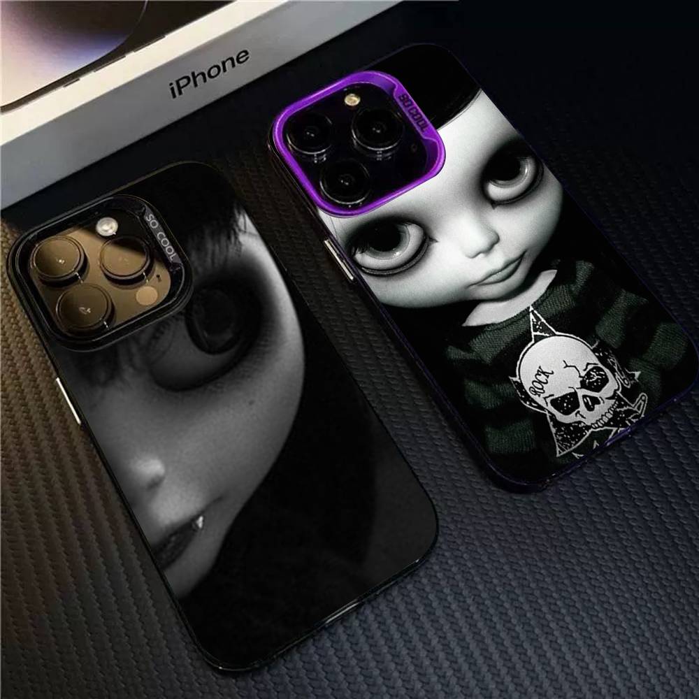 Dark Cute Girl Doll Phone Case For IPhone 17 16 15 14 13 Pro 12 11 Pro Max PLUS Color Back Cover