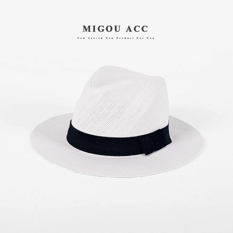 Panama straw hat summer men's tide travel vacation beach hat sun protection men's sun hat gentleman's top hat