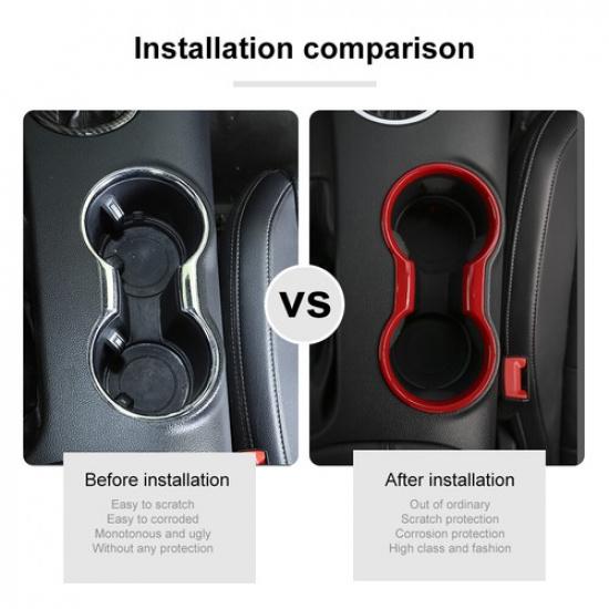 Car Central Gear Cup Holder Ring Cover Trim Bezel Decor Red For Ford Mustang 15+