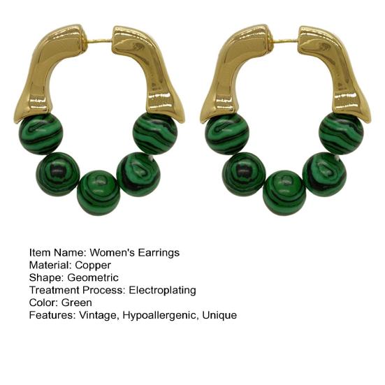 1 Pair Vintage Turquoise Earrings Stylish Retro Design Hypoallergenic Copper Sensitive Ear Friendly Earrings