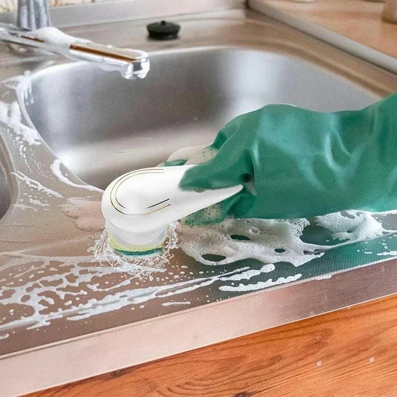 Kitchen Cleaning Tools Dish Brush Useful Things for Kitchen Gadgets Multifunction Five-in-one USB Charging Bathroom Supplies