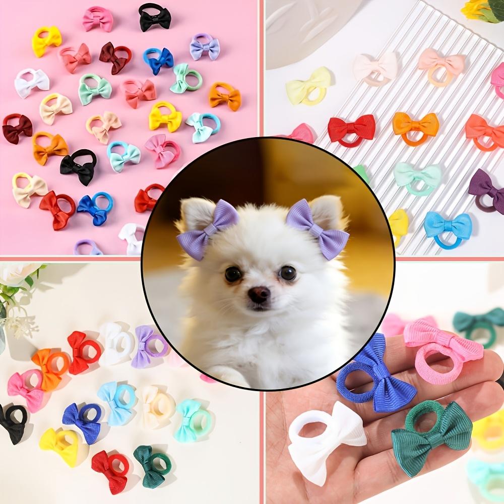 48Pcs Cute Bow Pet Headbands Random Color, Soft Multi-Color Combination Pet Accessories Suitable for Cats and Dogs