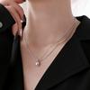PANJBJ 925 Silver Circle Ball Necklace for Women Versatile Clavicle Chain Double Layer Versatile Office Minimalist Jewelry Gift