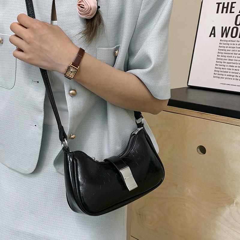 

Однотонная текстурная сумка на одно плечо под мышкой для женщин, модные универсальные сумки через плечо для поездок на работу, новые повседневные сумки (20cm<Max Length<30cm)