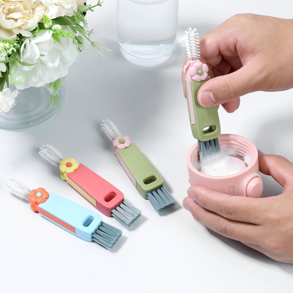 3 in 1 Cup Lid Cleaning Brush Crevice Cleaner Brush Set for Water Bottle Multifunctional Portable Straw Cleaner for Cup Lid Gap