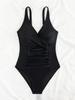 Plus Size One Piece Swimsuit Ruched Cross Slim Fit Tight Sexy Swimwear Women Fashion Beach Vacation Elegant Bathing Suit