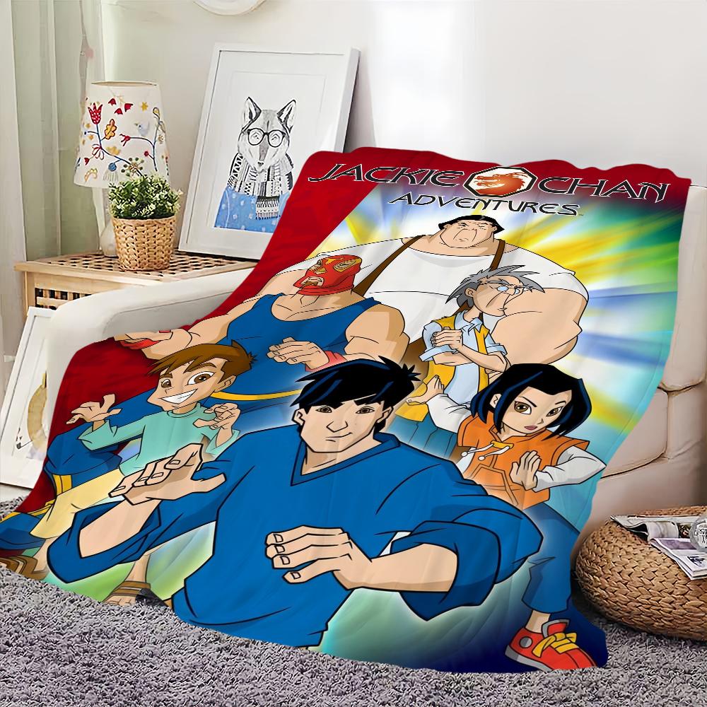 C-Chan A-Adventures J-Jackie Blanket For Cartoon Soft Throw Blanket For Picnic Bed Sofa Home Bedroom Cozy Warm Comfortable