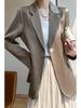 White Silk Satin Women's Suit Jacket - High-End Korean Style for Spring/Autumn 2025