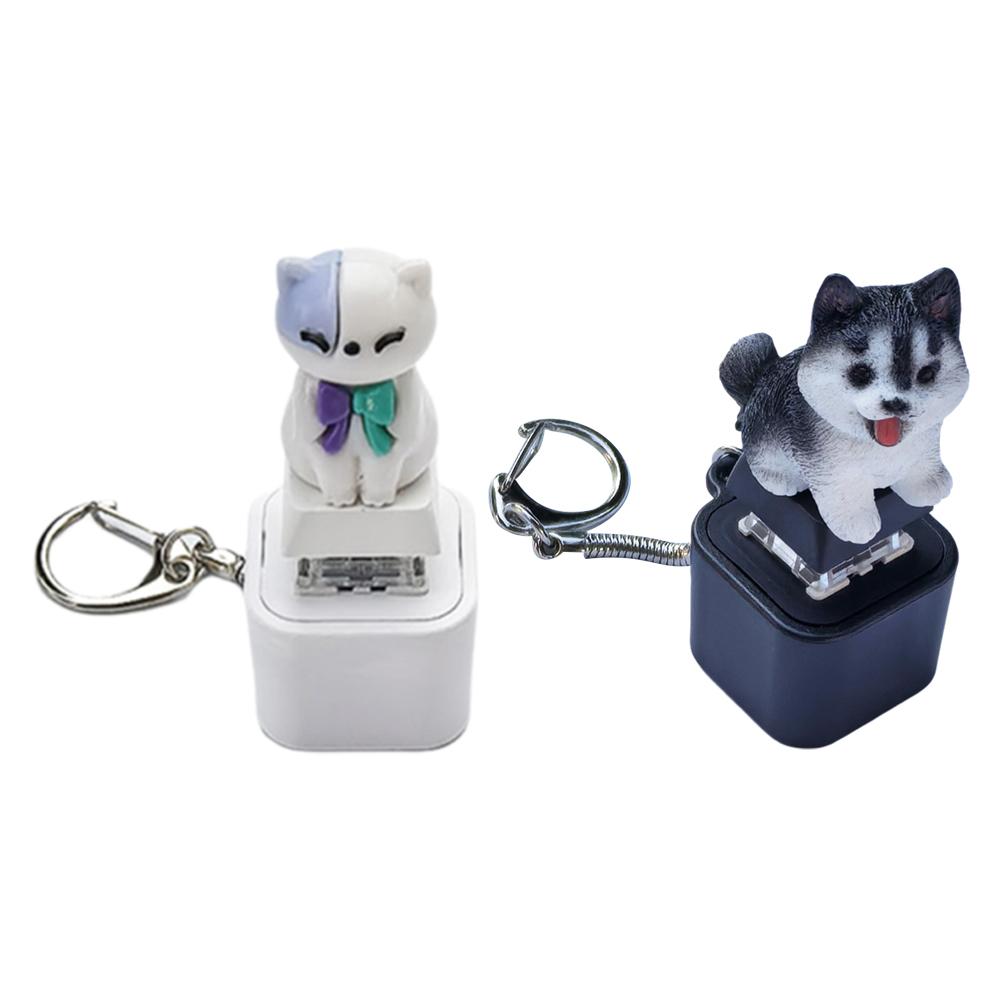 Cute Cat Dog Keyboard Fidget Keychain Press Button Stress Relief for Office Work, School Study & Anxiety Management