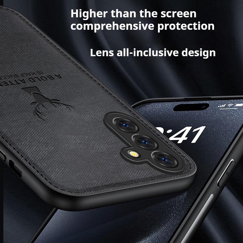 Luxury Cloth Leather Deer Head Case For Samsung S25 S24 S23 FE S22 S21 A55 A54 A53 A25 A15 A16 A36 Note 20 10 9 Plus Ultra Cover