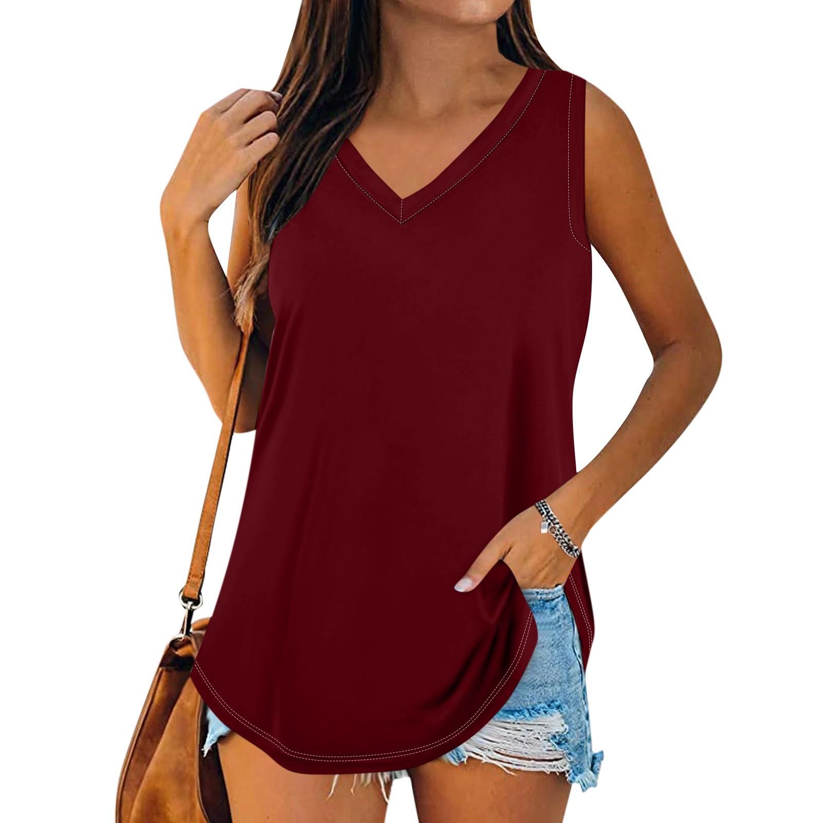 

Женская летняя повседневная футболка без рукавов с v-образным вырезом, топы, блузка XXXXXL