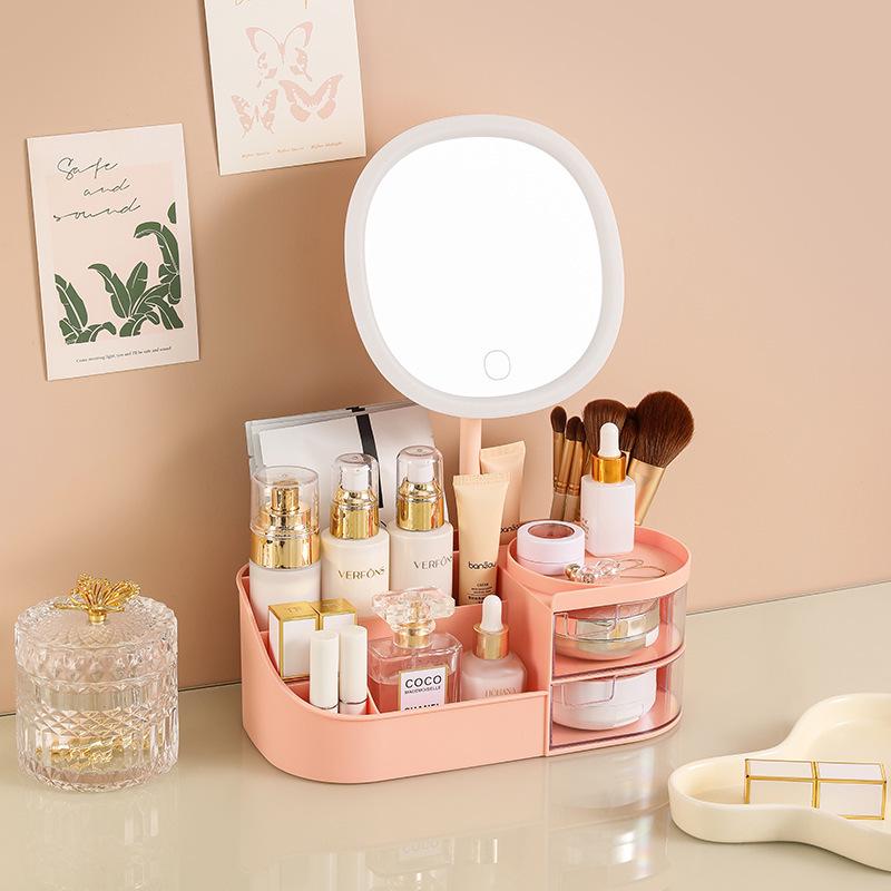 Drawer-Style Makeup Storage Box with Mirror and Skincare Organizer for Lipsticks