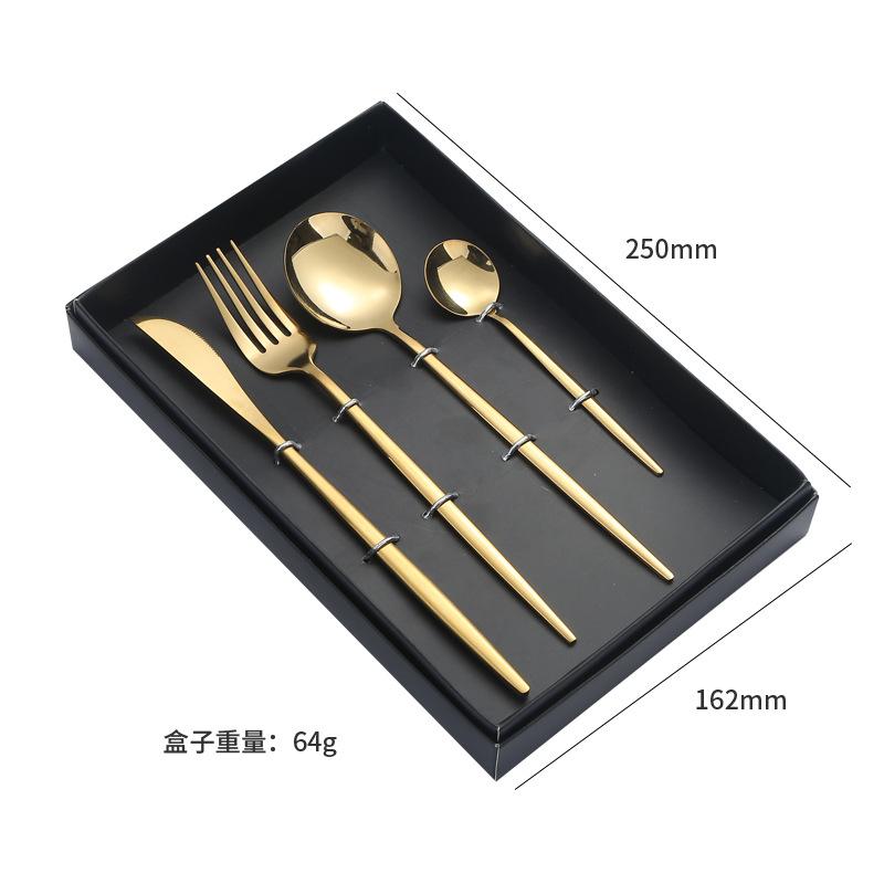 

Роскошный набор столовых приборов из нержавеющей стали для ресторана в западном стиле, нож и вилка для стейка, ложка, подарочный набор золотистый