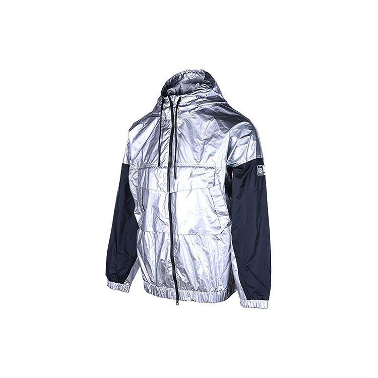 Nike Contrast Panel Hooded Windbreaker Jacket With Logo Men Jacket Silver DD2886-095