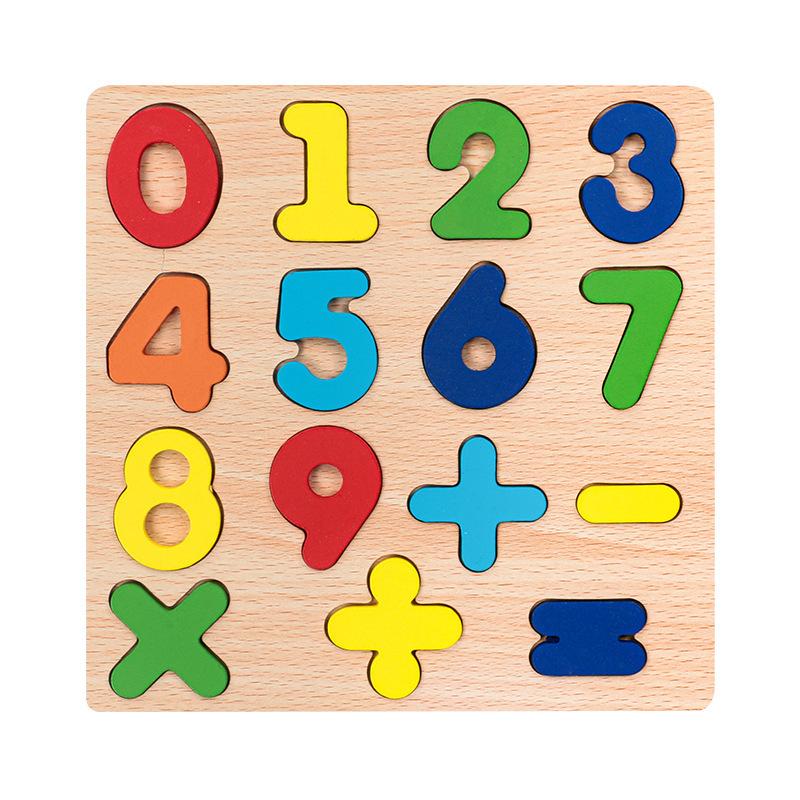 Kids Alphabetic Arithmetic Number Geometric Shapes Wooden Puzzle Montessori Preschool Learning Educational Game Toy for Children