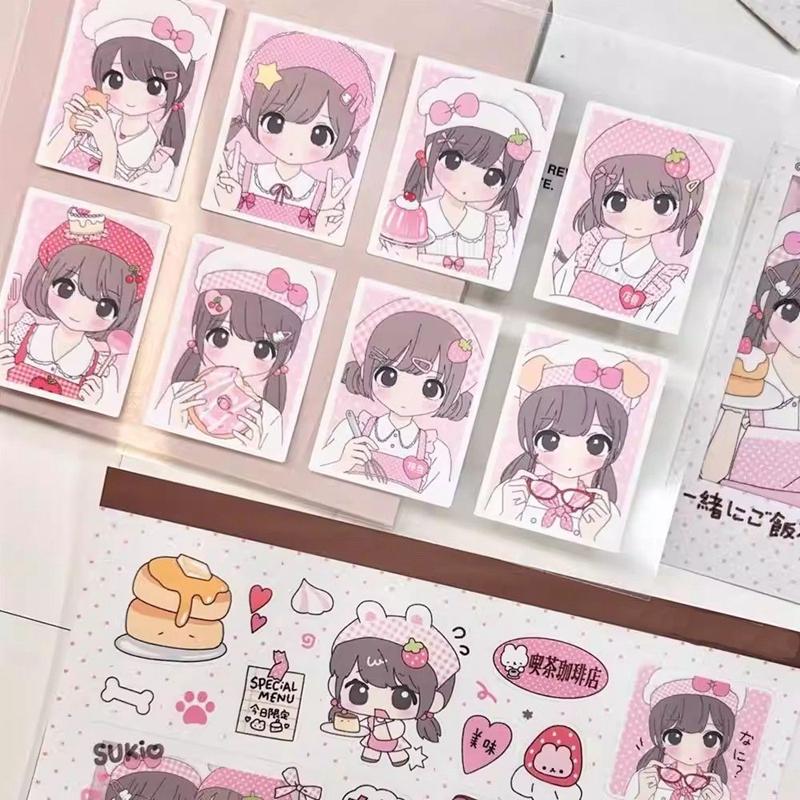 4pcs/lot Cute Japanese Girl Sticker for Phone Camera Luggage Journal Sticker Ins Kawaii Decoration Sticker Gift