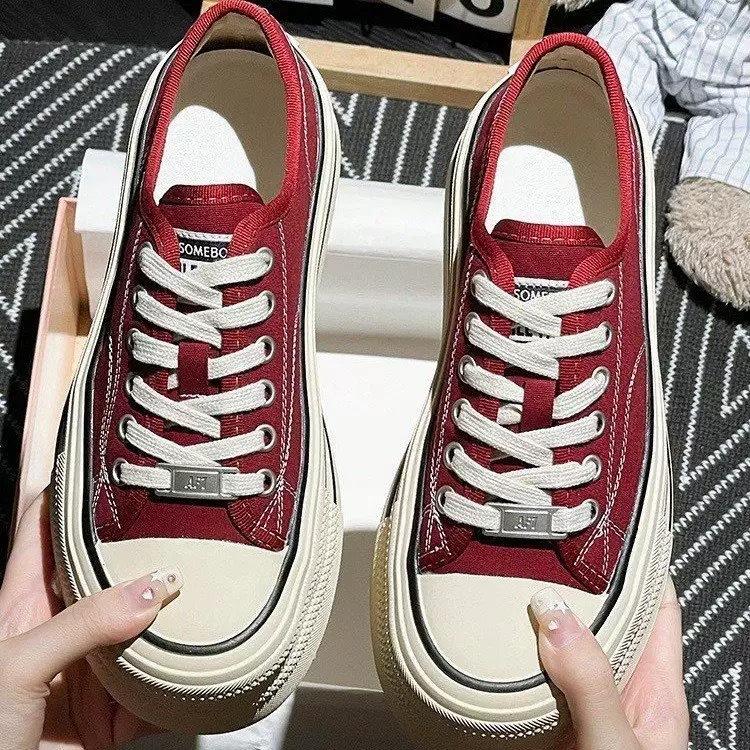 Student Spring and Autumn Korean version 2025 new muffin height-increasing low-top versatile thick-soled height-increasing shoes multi-color casua