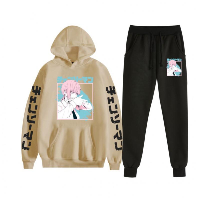 Chainsaw Man Couples Hoodie Sweatpants Set Long Sleeve Casual Outfit Men Women