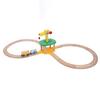 Tower Crane Wooden Train Track Set with Straight Curved Tracks Building Blocks Wooden Railway Set