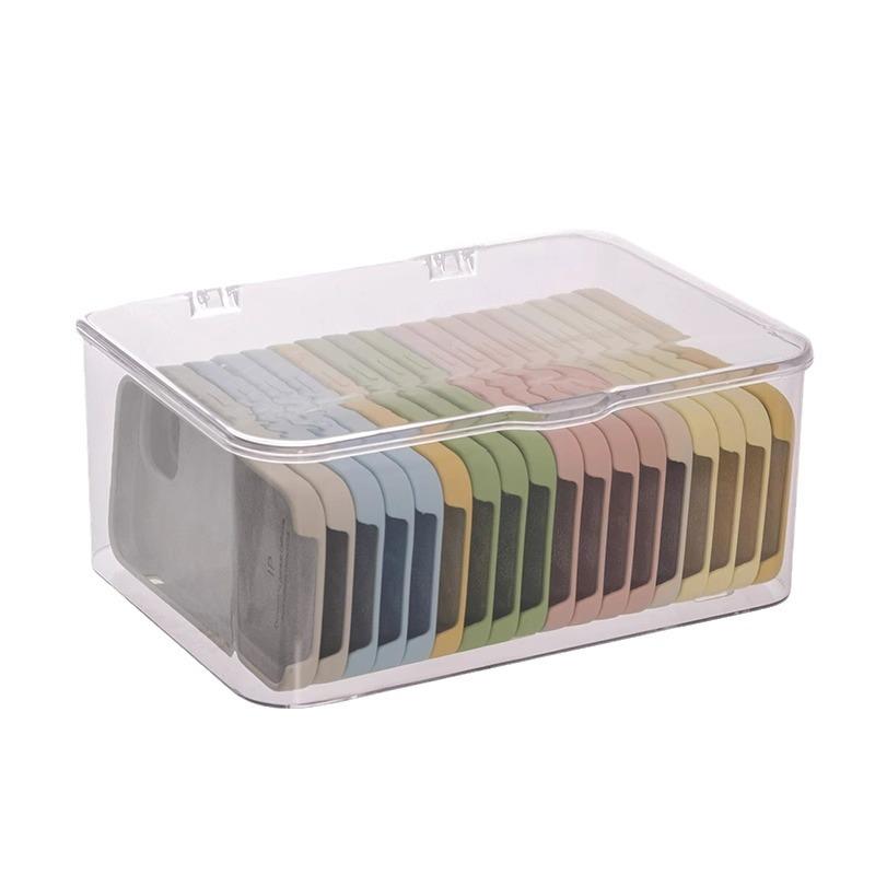 Úložný box na pouzdra na mobilní telefony s víkem Prachotěsný Stolní zásuvka Průhledný plastový úložný box