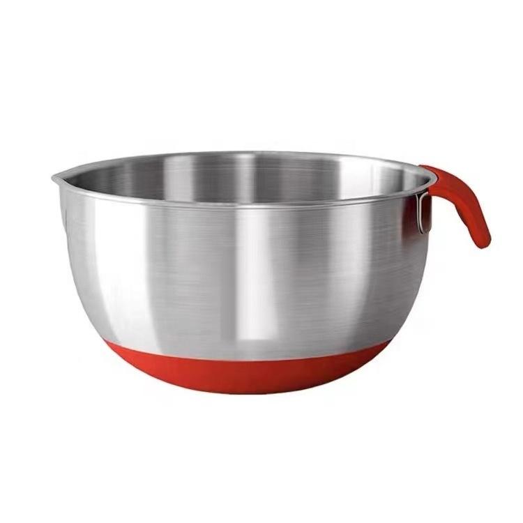 Kitchen Food Storage Nesting Bowls Silicone Bottom Airtight Lids Stainless Steel Salad Mixing Bowl With Handle Slicer