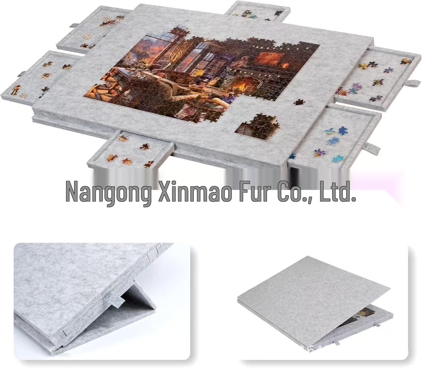 

Портативный детский стол-пазл с подставкой: Фетровая доска, 6 ящиков и крышка 90*63*4.2cm