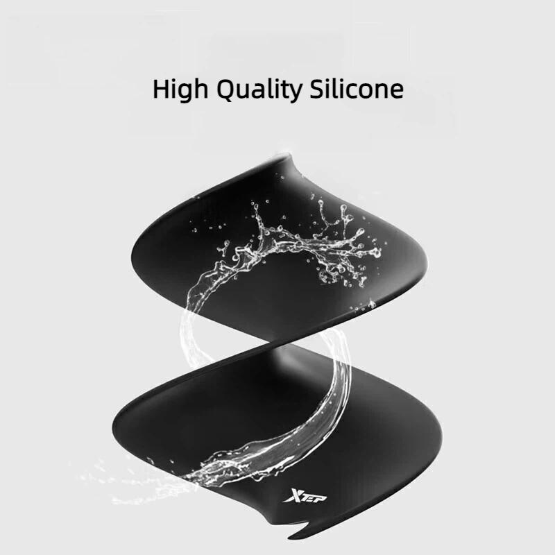 XTEP Silicone Swimming Cap, Comfortable, Waterproof, Solid Color, High-Elastic, Black