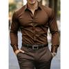 Men's Solid Red Long Sleeve Formal Dress Shirt for Business Office Wear